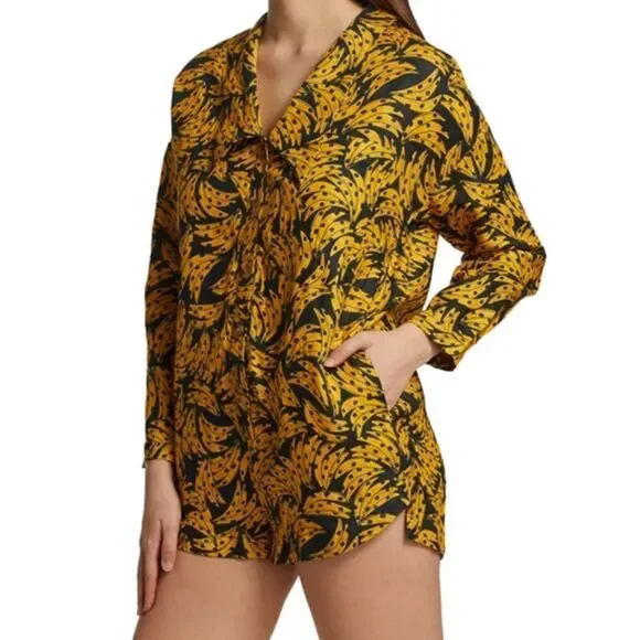 FARM RIO NWT Black Spotted Banana Print Mini Romper LARGE